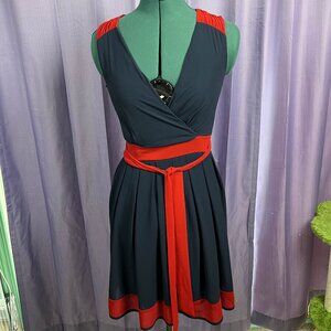 Suzy Shier Blue & Red Sleeveless Dress - XS